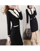 Tweed Dress Women  Spring Vintage Autumn Wool Dresses Female Elegant Small fragrance Woolen Dress Hip Package Vestidos