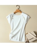  Ice Silk Knit Tops for Women  Summer Short Sleeve O Neck Beading Tshirt  Graphic Tees Clothes Ladies Cropped