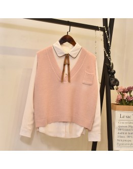 Spring Loose Short Jumper Sweater Vest Women  Autumn Sleeveless V Neck Knitted Vest Outwear Feminino Knitwear Vintage