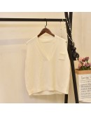 Spring Loose Short Jumper Sweater Vest Women  Autumn Sleeveless V Neck Knitted Vest Outwear Feminino Knitwear Vintage