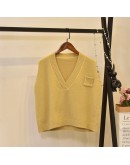 Spring Loose Short Jumper Sweater Vest Women  Autumn Sleeveless V Neck Knitted Vest Outwear Feminino Knitwear Vintage