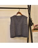 Spring Loose Short Jumper Sweater Vest Women  Autumn Sleeveless V Neck Knitted Vest Outwear Feminino Knitwear Vintage