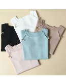  Ice Silk Knit Tops for Women  Summer Short Sleeve O Neck Beading Tshirt  Graphic Tees Clothes Ladies Cropped