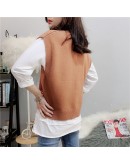 Spring Knitted Vest For Women Autumn Irregular Sleeveless Split V-neck Loose   Pullover Sweater Vest Knitwear