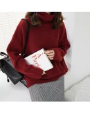 Autumn Winter Turtleneck Cashmere Women Sweaters Solid Long Sleeve Casual Lazy Loose Pullovers Female Knitting Chic Tops Jumper