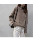 Autumn Winter Turtleneck Cashmere Women Sweaters Solid Long Sleeve Casual Lazy Loose Pullovers Female Knitting Chic Tops Jumper