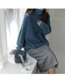 Autumn Winter Turtleneck Cashmere Women Sweaters Solid Long Sleeve Casual Lazy Loose Pullovers Female Knitting Chic Tops Jumper