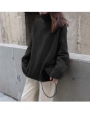 Autumn Winter Turtleneck Cashmere Women Sweaters Solid Long Sleeve Casual Lazy Loose Pullovers Female Knitting Chic Tops Jumper