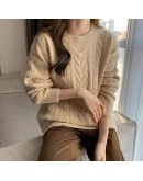 Autumn Wnter  Style Lazy Retro Twist Warm Pullover Sweaters O-Neck Long-sleeved Gothic Sweater Women Harajuku Jumper