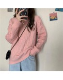 Autumn Wnter  Style Lazy Retro Twist Warm Pullover Sweaters O-Neck Long-sleeved Gothic Sweater Women Harajuku Jumper