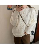 Autumn Wnter  Style Lazy Retro Twist Warm Pullover Sweaters O-Neck Long-sleeved Gothic Sweater Women Harajuku Jumper