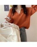 Fall Winter Knitted Pullover Sweater Women's Lazy Loose Crop Toppies Stand Collor Soft Knitwear   Jumper