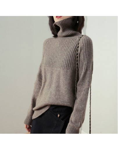 Autumn Winter Women Bottom Pullover Sweater Solid Warm Turtleneck Crop Sweaters Loose Fluffy Jumpers Gray Black Knitwear Clothes