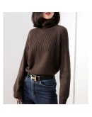 Autumn Winter Women Bottom Pullover Sweater Solid Warm Turtleneck Crop Sweaters Loose Fluffy Jumpers Gray Black Knitwear Clothes