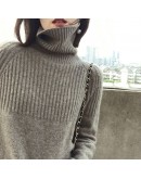 Autumn Winter Women Bottom Pullover Sweater Solid Warm Turtleneck Crop Sweaters Loose Fluffy Jumpers Gray Black Knitwear Clothes