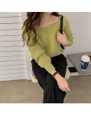  chic knit sweater women's autumn winter  square collar top lazy wind pullover twist sweaters harajuku jumper