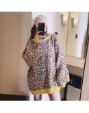  Leopard Pullover Sweaters Women's  Style Loose Oversized Jumper Harajuku Knitted Crop Toppies Ladies Clothes