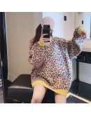  Leopard Pullover Sweaters Women's  Style Loose Oversized Jumper Harajuku Knitted Crop Toppies Ladies Clothes