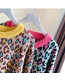  Leopard Pullover Sweaters Women's  Style Loose Oversized Jumper Harajuku Knitted Crop Toppies Ladies Clothes