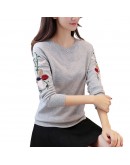  Autumn Winter Women Sweater Embroidery Floral Flower Long Sleeve Knitted Pullovers Female Top Pull Femme Plus Size 3XL