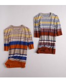  Summer Rainbow Stripe Knitted T Shirt for Women O-Neck Short Sleeve Thin Crop Tops Clothes Plus Size T-Shirt Female