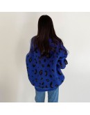 Autumn Winter Women's Mohair Pullovers Long Sleeve Casual Loose Ladies Leopard Print Knitting Tops Warm Oversize Sweaters