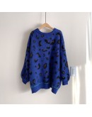 Autumn Winter Women's Mohair Pullovers Long Sleeve Casual Loose Ladies Leopard Print Knitting Tops Warm Oversize Sweaters