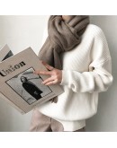  Minimalist style V-Neck Loose Pullover Sweater Women's Chic Lazy Irregular Hem Jumpers Soft Fall Winter Knitwear Clothes