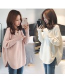  Fall Winter V-Neck Pullover Sweater for Women   Irregular Loose Oversized Jumper All Match Crop Knitwear