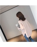  Fall Winter V-Neck Pullover Sweater for Women   Irregular Loose Oversized Jumper All Match Crop Knitwear