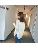  Fall Winter V-Neck Pullover Sweater for Women   Irregular Loose Oversized Jumper All Match Crop Knitwear