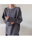  Winter Solid Loose Knitting Sweaters Pullovers for Women Minimalist Elegant Casual Loose Ladies Vintage Tops Jumper