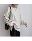  Winter Solid Loose Knitting Sweaters Pullovers for Women Minimalist Elegant Casual Loose Ladies Vintage Tops Jumper