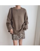  Winter Solid Loose Knitting Sweaters Pullovers for Women Minimalist Elegant Casual Loose Ladies Vintage Tops Jumper