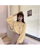  Autumn Winter Women's Sweaters Cute Pullover Lazy Oaf Oversized Elegant Vintage  Knitted Lady Kawaii Tops Yellow