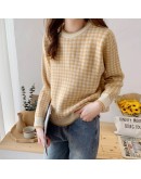  Fall Houndstooth Sweater for Women Winter Warm Knitted Pullover Loose Oversize Aesthetic Fluffy Crop Top Outerwear Coat