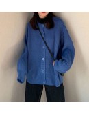 Autumn Winter Loose Outerwear Knitted Cardigan  Style Vintage Sweater Beige Blue Oversized Fuzzy Cropped Cardigans