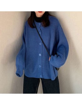 Autumn Winter Loose Outerwear Knitted Cardigan  Style Vintage Sweater Beige Blue Oversized Fuzzy Cropped Cardigans