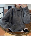  Women's Autumn Winter Sweaters able Elegant Lady Oversize Knitted Cardigans Vintage Knitwear Turtleneck Cropped