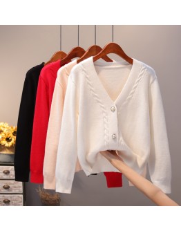 Autumn Knitted Cardigan Women  Casual V-Neck Sweater Solid Female All Matching Cardigans Women Loose Outerwear Coats