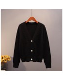 Autumn Knitted Cardigan Women  Casual V-Neck Sweater Solid Female All Matching Cardigans Women Loose Outerwear Coats