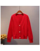 Autumn Knitted Cardigan Women  Casual V-Neck Sweater Solid Female All Matching Cardigans Women Loose Outerwear Coats