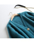 Autumn Winter Imitation Mink Cardigan Women   V-Neck Loose Cute Sweater Soft Pink Green Jumper Knitwear Coat