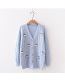  Sweet Cardigan Women Autumn Spring Clothes Vintage Knit Cropped Sweaters Tops Loose Pull Femme  Sueter Mujer