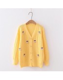  Sweet Cardigan Women Autumn Spring Clothes Vintage Knit Cropped Sweaters Tops Loose Pull Femme  Sueter Mujer