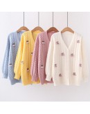  Sweet Cardigan Women Autumn Spring Clothes Vintage Knit Cropped Sweaters Tops Loose Pull Femme  Sueter Mujer