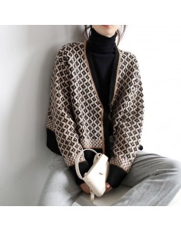  Women Knit Cardigans Vneck Sweater Jumpers Chic Plaid Fuzzy Cardigans Open Stitch  harajuku sweater cardigan crop top