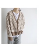  Women Knit Cardigans Vneck Sweater Jumpers Chic Plaid Fuzzy Cardigans Open Stitch  harajuku sweater cardigan crop top