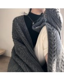  Autumn Winter Women Knitwear Cardigans Elegant Twist Crop Top Harajuku Oversize Thicken Warm Wild Long Sweaters Kimono