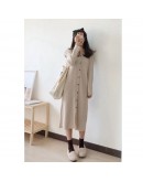  Autumn Winter Loose Long Knitted Dress Women's   Single Breasted Sweater Dresses Plus Size Vestido Femme